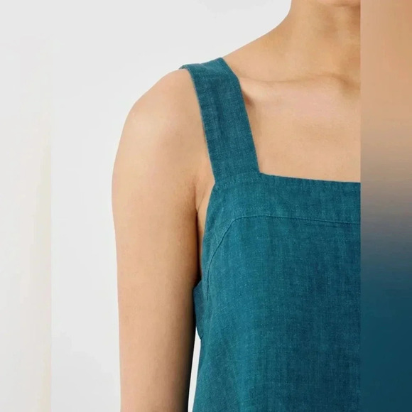 Eileen Fisher Washed Organic Linen Delave Tiered Dress NWT - Picture 4 of 13